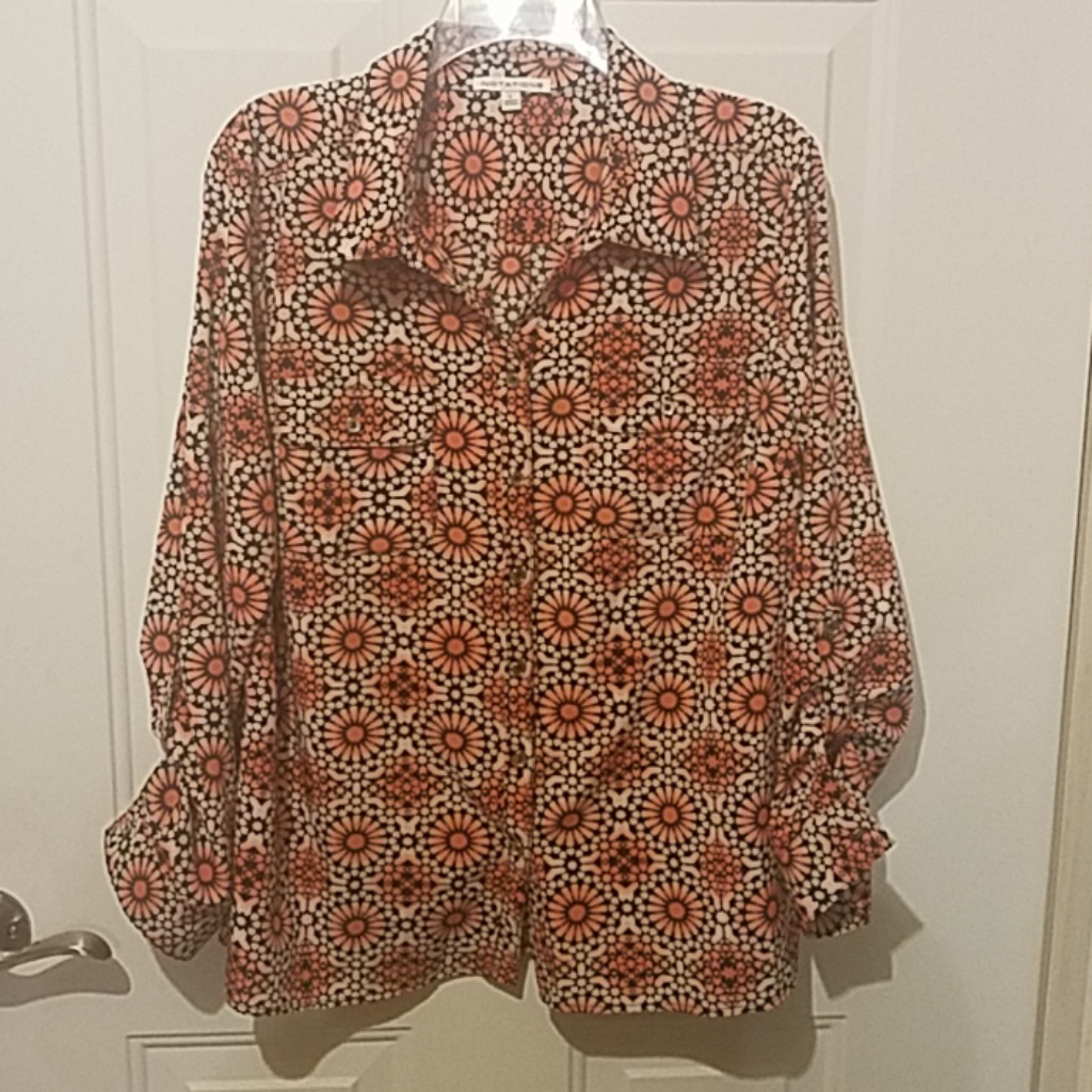 Notations Large Button Down Blouse